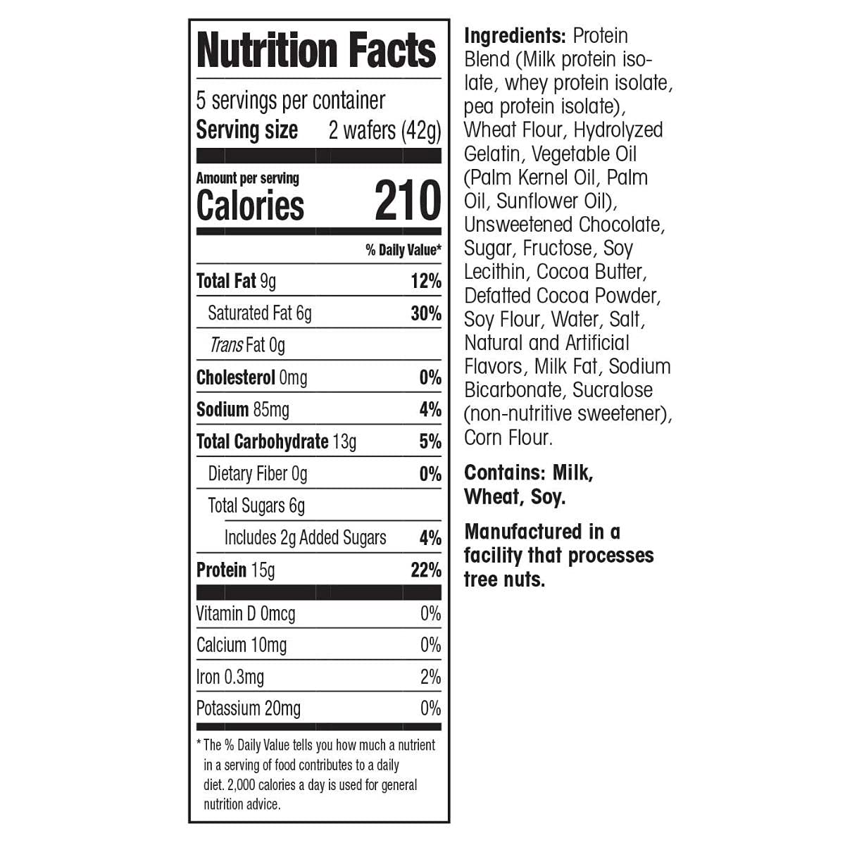WonderSlim Protein Wafer Snack Bar, Chocolate, 15g Protein, 210 Calories, 5 Count