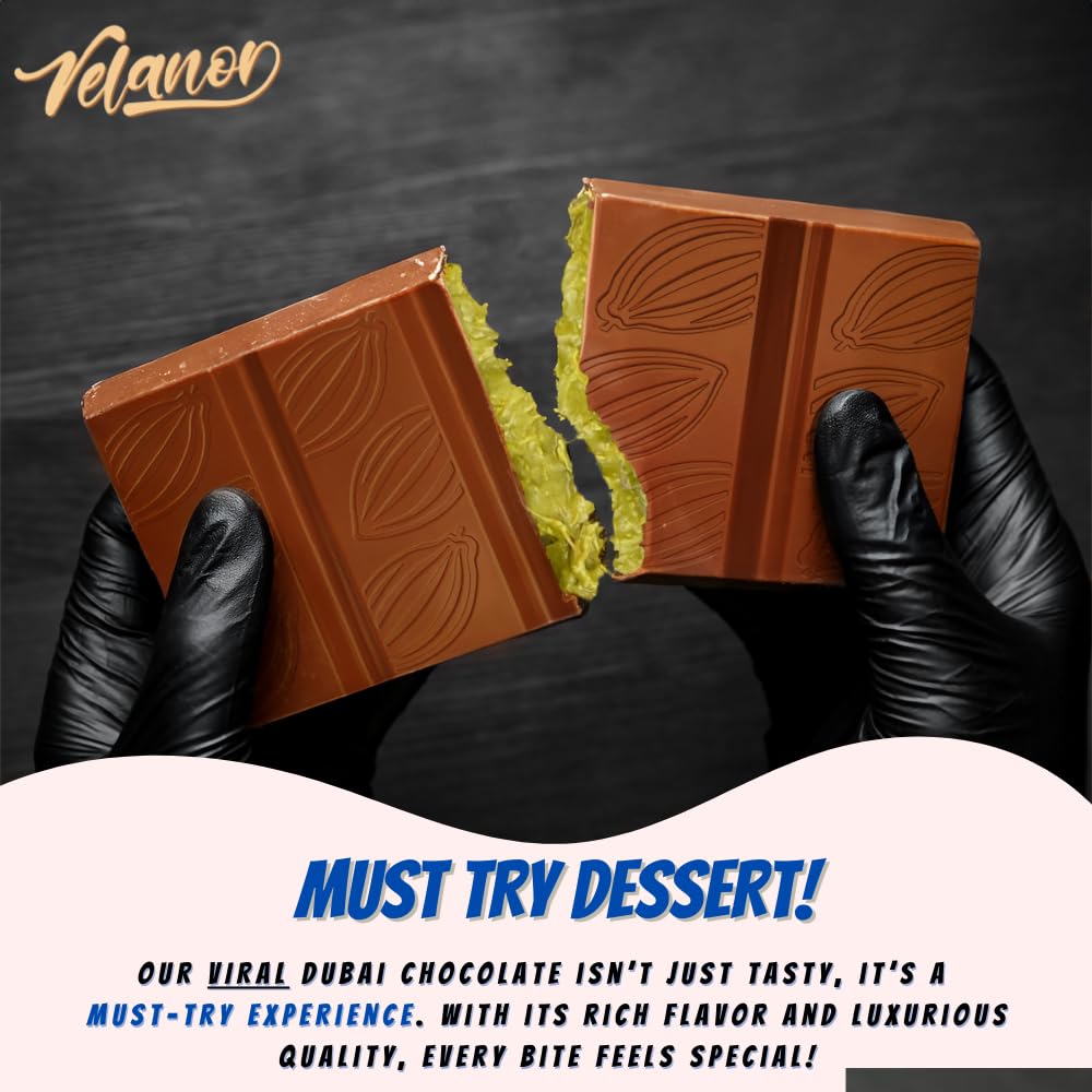 Dubai Chocolate Bar Pistachio, Premium Milk Chocolate 7Oz, Pistachio Cream With Kataifi Shredded Phyllo Dough, Viral Dubai Knafe