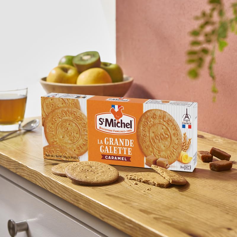 St Michel La Grande Galette Butter Cookies, Caramel, 5.29 Ounce