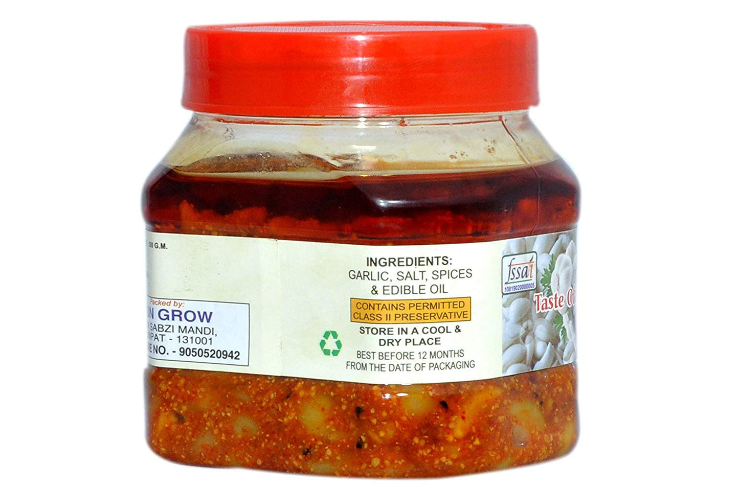 Sun Grow Homemade Organicherbal Masala Garlic Pickle Lashun Ka Achar 500Gm