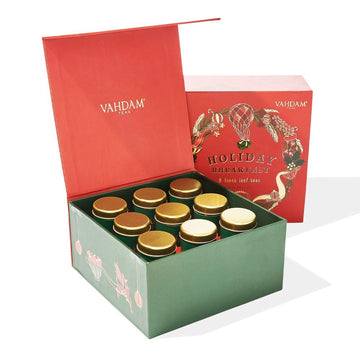 Vahdam, Christmas Tea Gift Set - Holiday Breakfast Tea, 9 Tea Blends In Luxury Gift Box | Christmas Gifts For Women & Men, Holiday Tea Gift Box | Christmas Gifts Idea | 180Gm