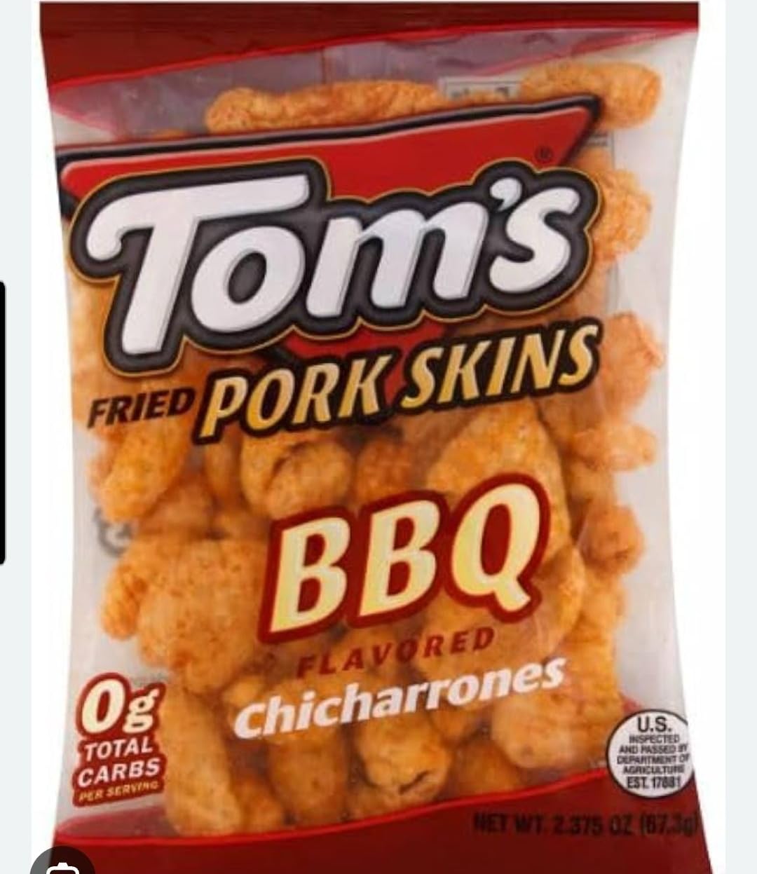 Lyons Protein Source | Toms Fried Pork Skins Original Flavor Chicharrones, 2.37 Oz (3 bags)