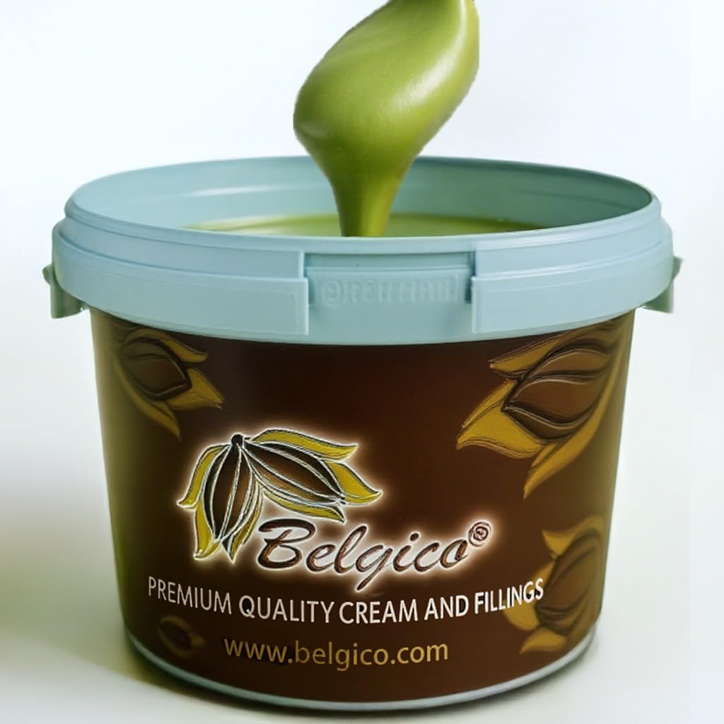 Belgico Premium Pistachio Cream Paste - Bulk 8 lb 13 oz (4 kg) | Gourmet Belgian Spread for Baking, Pastry, Gelato & Desserts | 