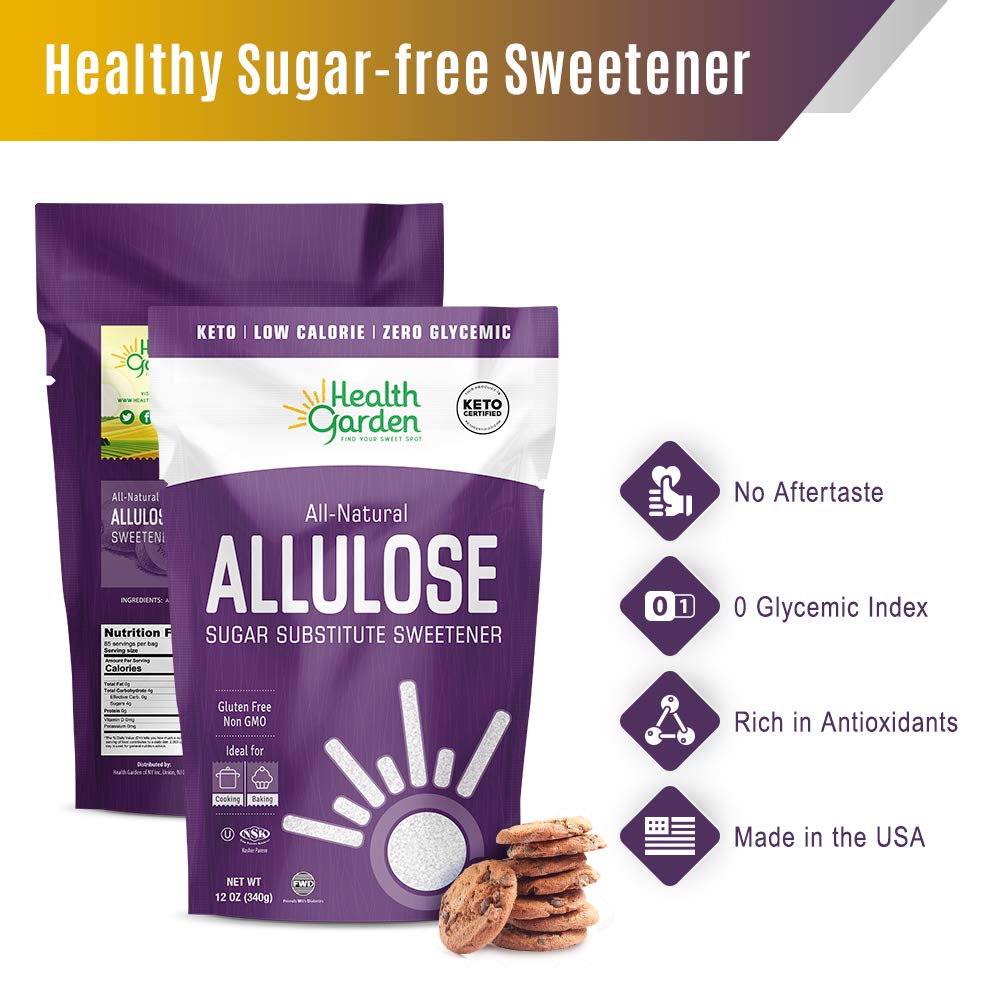 Health Garden Allulose Sweetener - Gluten And Sugar Free - Zero Net Carb - Non Gmo - Kosher - Keto Friendly (12 Oz)