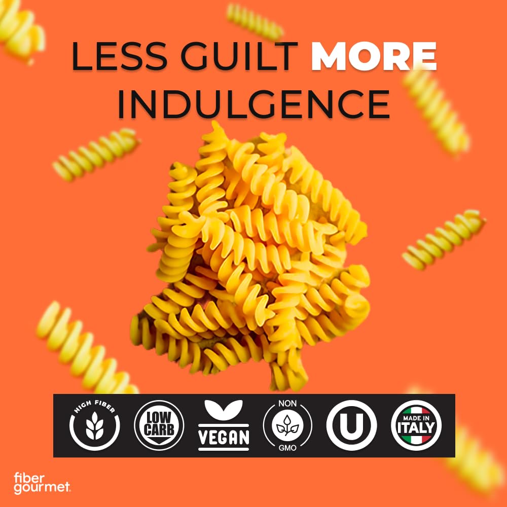Fiber Gourmet Light Rotini Pasta – Low Carb, High Fiber, Low Calorie, Non-Gmo, Healthy, Made In Italy – Kosher Certified Rotini Pasta – 8 Oz Box – Pack Of 6