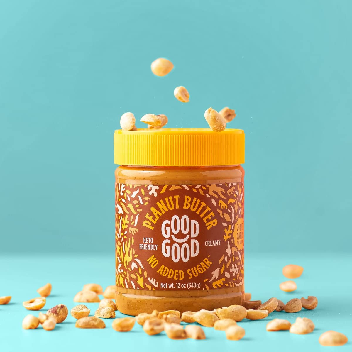 Good Good Creamy Peanut Butter Keto Friendly - Low Carb & No Added Sugars - Vegan - No Palm Oil Or Preservatives - Non-Gmo - 12 Oz / 340G (Pack Of 1)