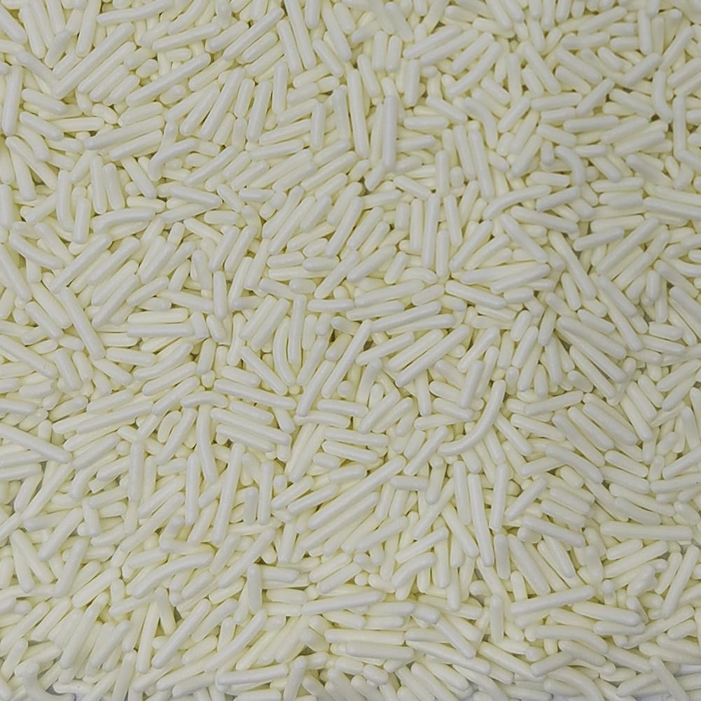 Homankit White Jimmies Sprinkles Edible White Sprinkle Candy Soft Jimmies Toppings For Ice Cream, Cupcake, Cake, Cookie, Dessert
