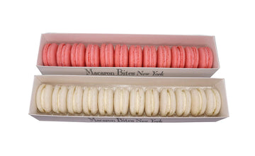 Macarons - Pink And White French Macarons, Gourmet Cookie Gift Box, Macaroon