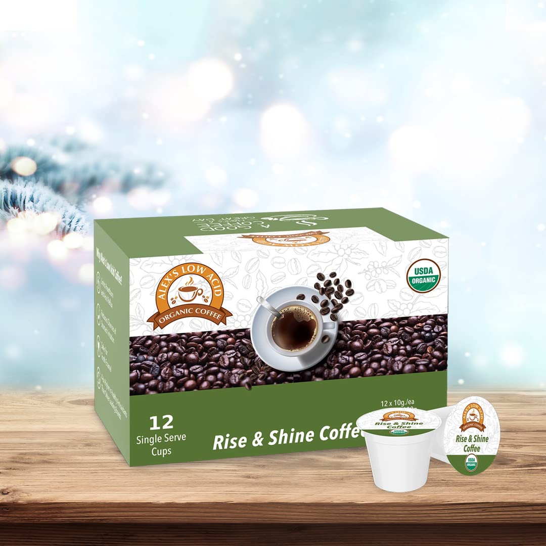 ALEXS LOW ACID ORGANIC COFFEE K-Cups, Low Acid, 12 Count, Perfect for Smooth Brewing