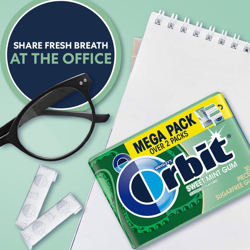 Orbit Sweet Mint Sugar Free Chewing Gum, 30 Ct Mega Packs, Pack of 6