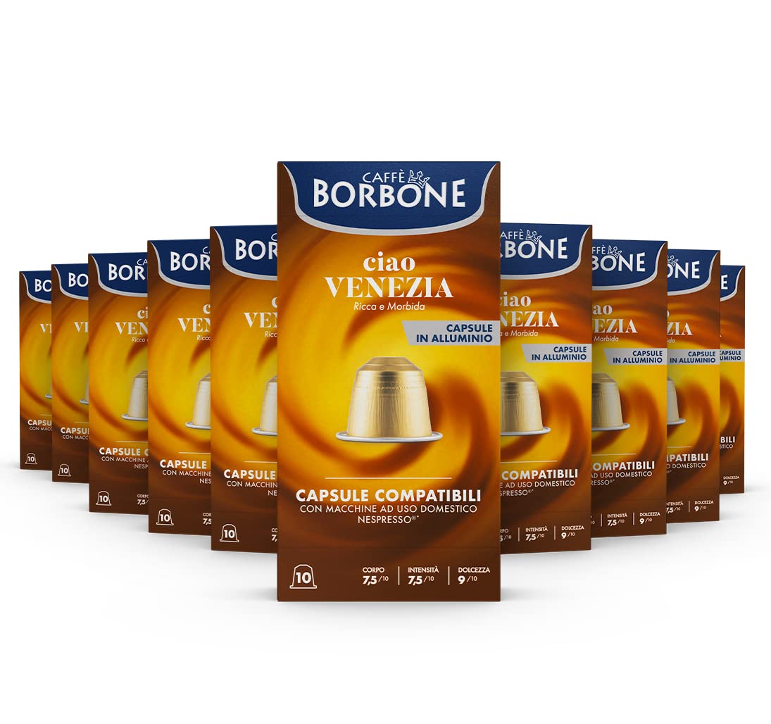 Caffè Borbone Ciao Venezia Aluminum Capsules Compatible With Nespresso Original Machines, Medium Roast, 100 Count