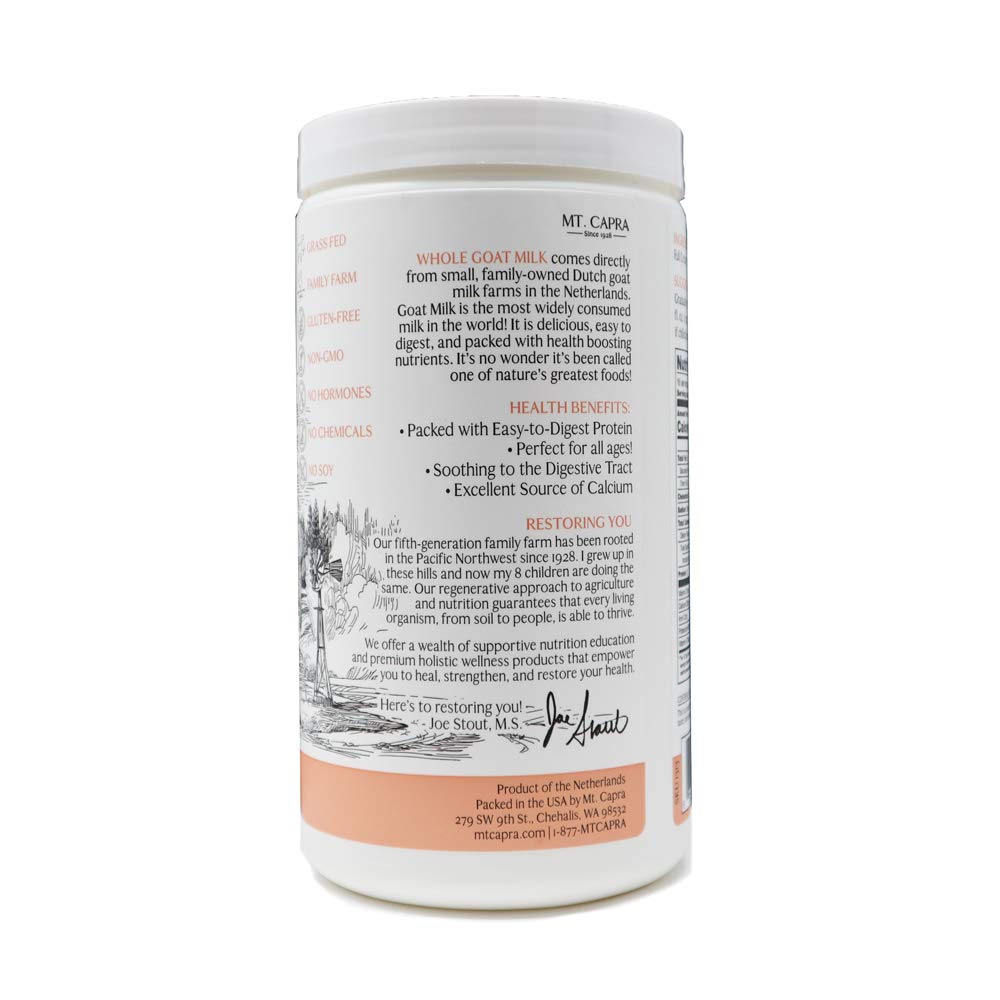 Whole Goat Milk By Mt. Capra | A Whole Goat Milk Powder From Non-Gmo, Grass-Fed Goats, Creamy, Great Tasting, Easy To Digest, A2
