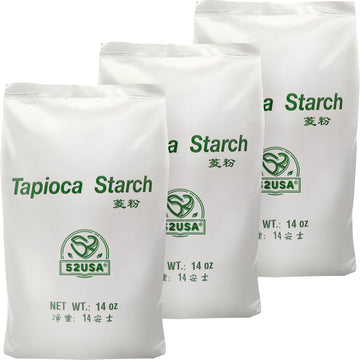 52USA Tapioca Starch, 42oz (Pack of 3), Tapioca Flour (1190g), Gluten Free, Kosher, Vegan, No Preservatives, All Natural, Thicke