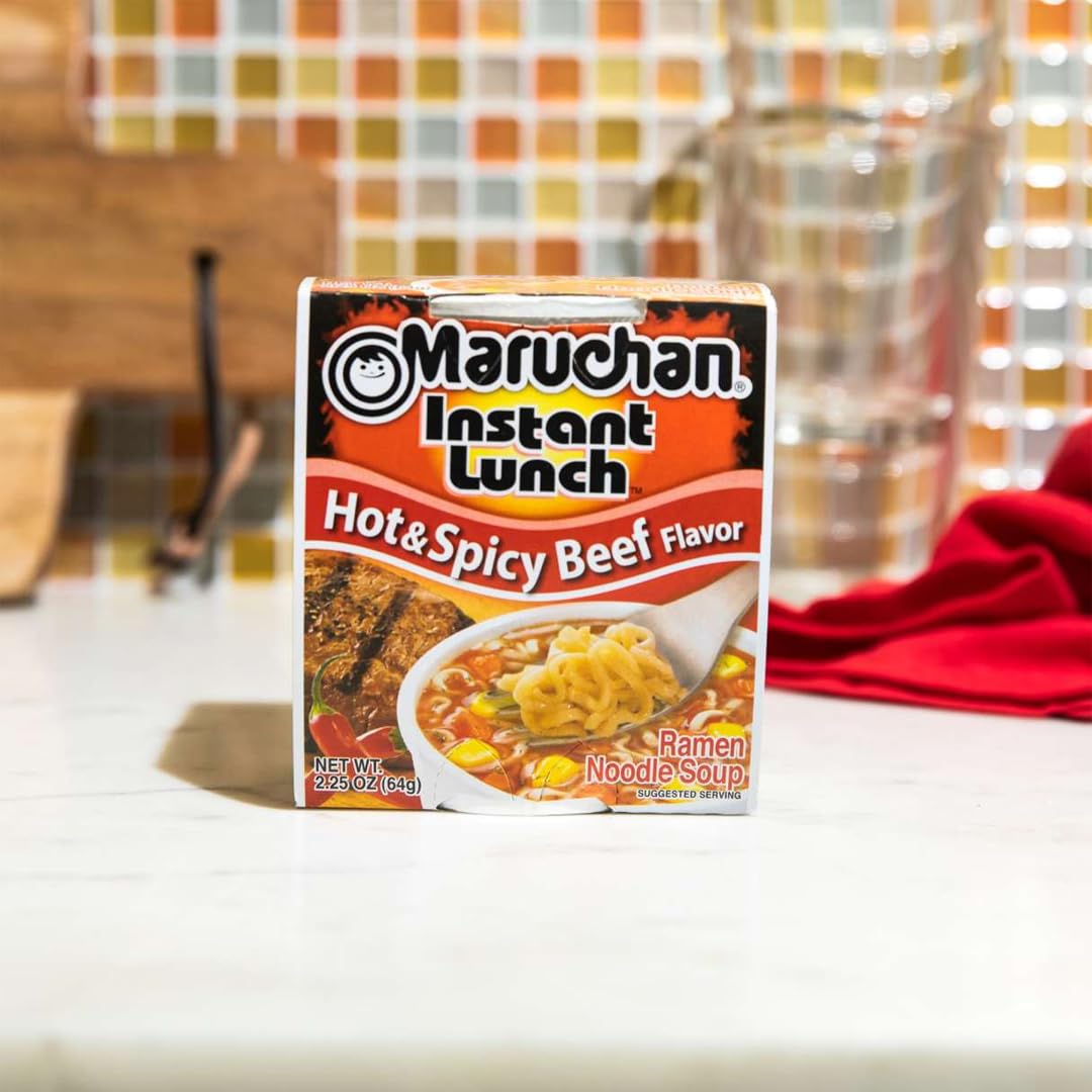 Maruchan Instant Lunch Hot & Spicy Beef, 2.25 Oz, Pack of 12