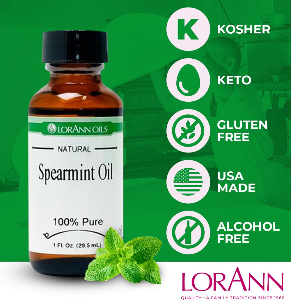 LorAnn Spearmint Oil SS, Natural Flavor, 1 dram bottle (.0125 fl oz - 3.7ml - 1 teaspoon)