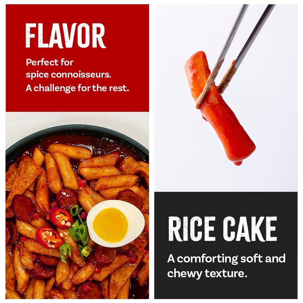 C OFood Garlic Tteokbokki  Gluten-Free Korean Rice Cakes  Authentic Spicy Korean Street Food Snack  Perfect with Cheese and Ramen Noodles  Ready to Eat  No MSG  No Corn Syrup  Pack of 2