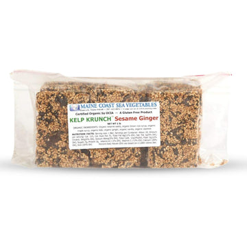 Maine Coast Sea Vegetables Kelp Krunch Ginger Sesame Bars | Organic Sesame Ginger Snacks | Crunchy Seed Bars with Wild-Harvested