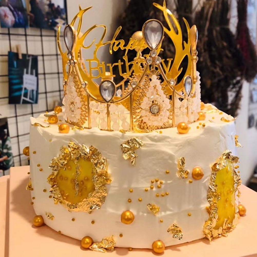 Edible Bright Gold Sugar Pearls Candy Sprinkles 120G/ 4.23Ounce Baking Cake Sprinkles Cupcake And Cake Topper Cookie Decorations
