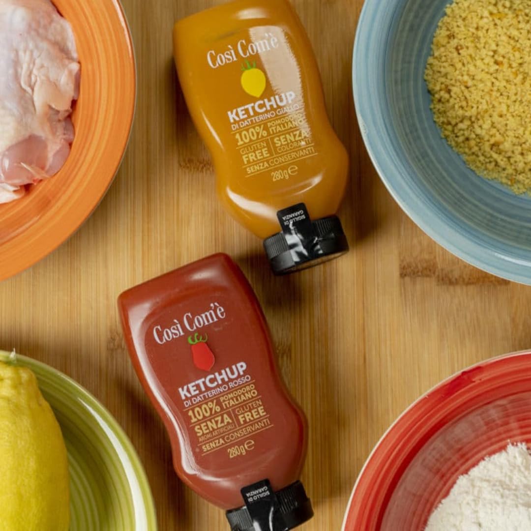 Cosi Come - Italian Yellow Tomatoes Ketchup, 9.88 Oz (280 Gr), No Preservatives, No Artificial Flavors, Non Gmo