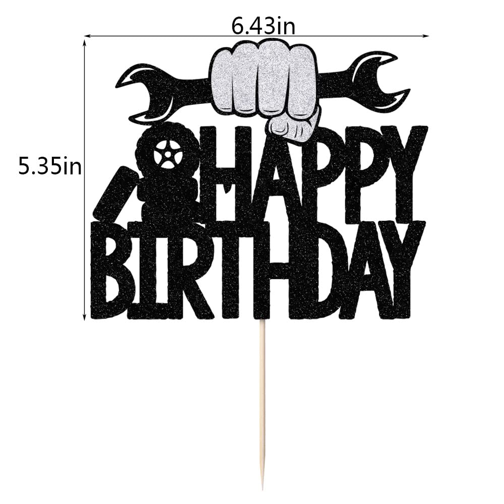 Lveud Happy Birthday Cake Topper -Car Enthusiasts Happy Birthday Cake Topper-Auto Repair Engineer Cake Decorations
