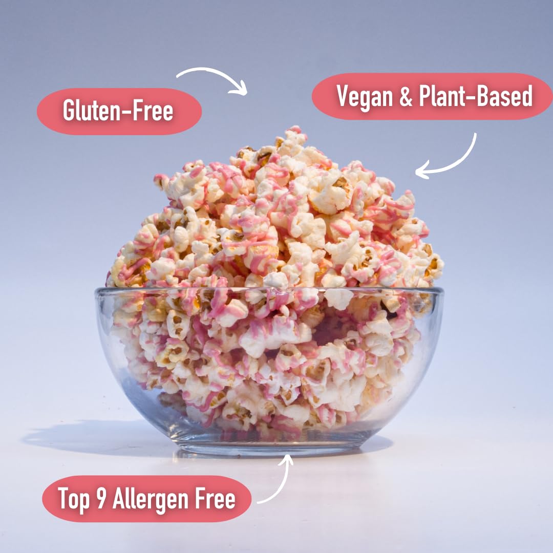 Safe + Fair Food Company Plant-Based Gourmet Strawberry Flavored Popcorn - Strawberry Shortcake Drizzled Kettle Corn Popcorn - N