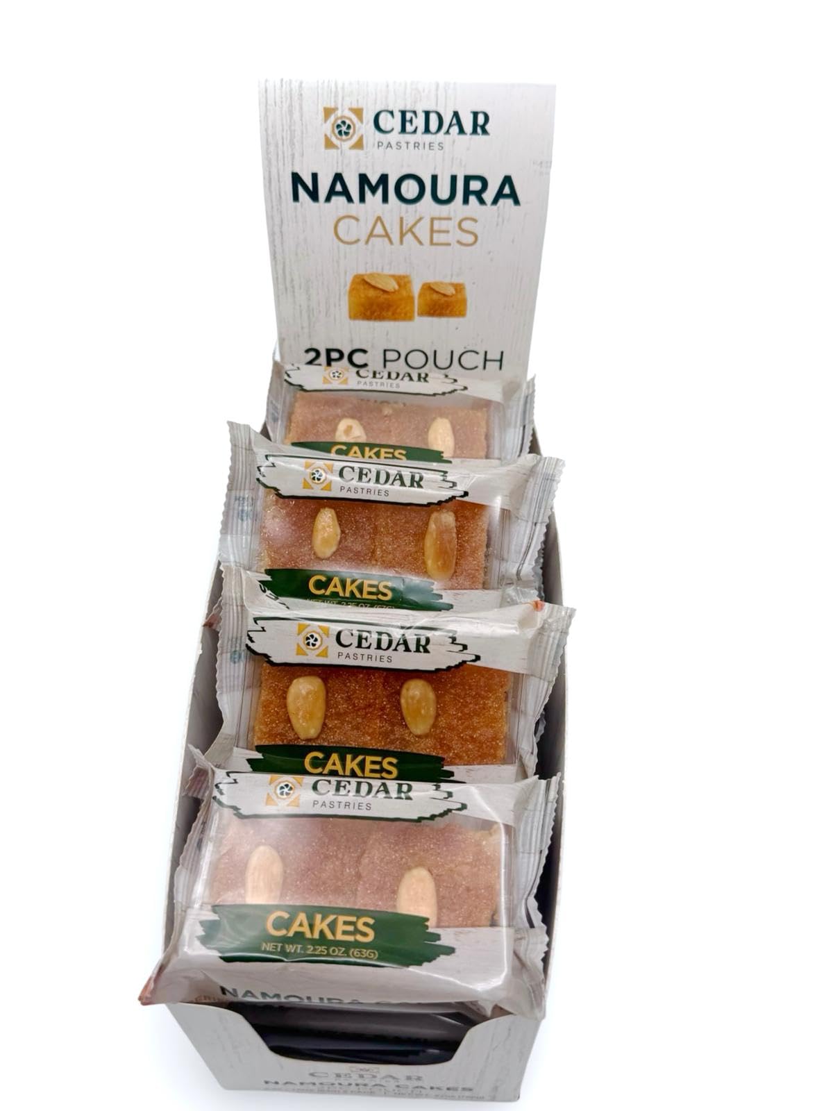 Cedar Pastries Almond Namoura Cakes 2-Pack, 0.19 Ounce Each, Case of 12