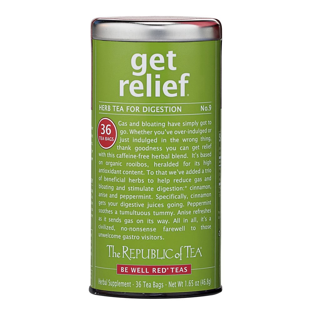 The Republic of Tea Get Relief Tea, 36-Count, Pack of 1, Herbal Tea, Caffeine-Free