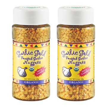 Garlic Gold Toasted Nuggets, Crunchy Roasted Garlic Seasoning, Usda Certified Organic Salad Topper, Keto Paleo Friendly (2.1 Ounces, 2 Pack)