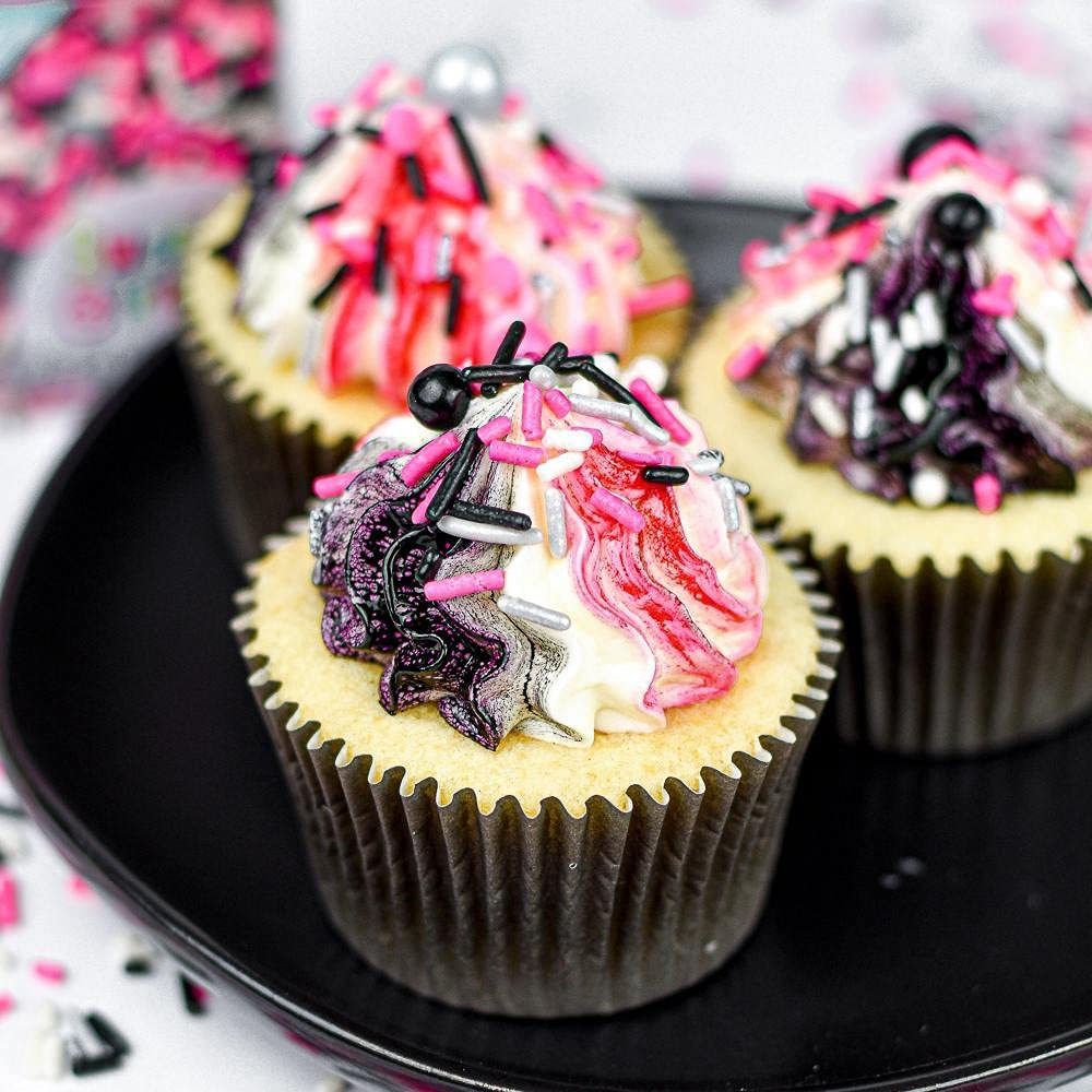 Black Pink Sprinkles For Cake Decorating, Baking - Fancy Minnie Mouse Sprinkles For Cupcake Decorating - Edible Minnie Mouse Cak