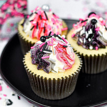 Black Pink Sprinkles For Cake Decorating, Baking - Fancy Minnie Mouse Sprinkles For Cupcake Decorating - Edible Minnie Mouse Cak