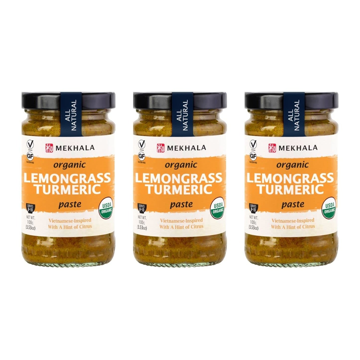 Mekhala Organic Gluten Free Curry Paste Value 3-Pack (3X3.5Oz) (Lemongrass Turmeric)