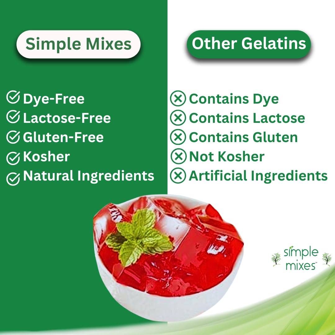 Simple Mixes Natural Gelatin Variety Pack, 2 Each: Strawberry, Orange & Lime, Healthy, Dye-Free, No Gluten or Fat, Kosher, 6 Pac