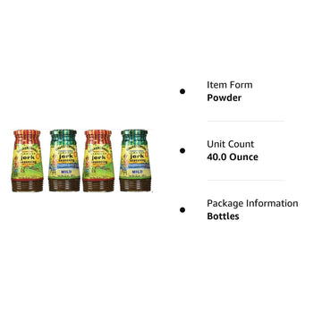 Walkerswood Variety Jerk Seasoning Four Pack - 2 Bottles Each Of Hot & Mild, 10 Ounce (Pack Of 4)