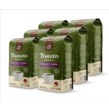 Panera Hazelnut Crme, Ground Coffee, Flavored Coffee, Bagged 12oz, Pack of 6