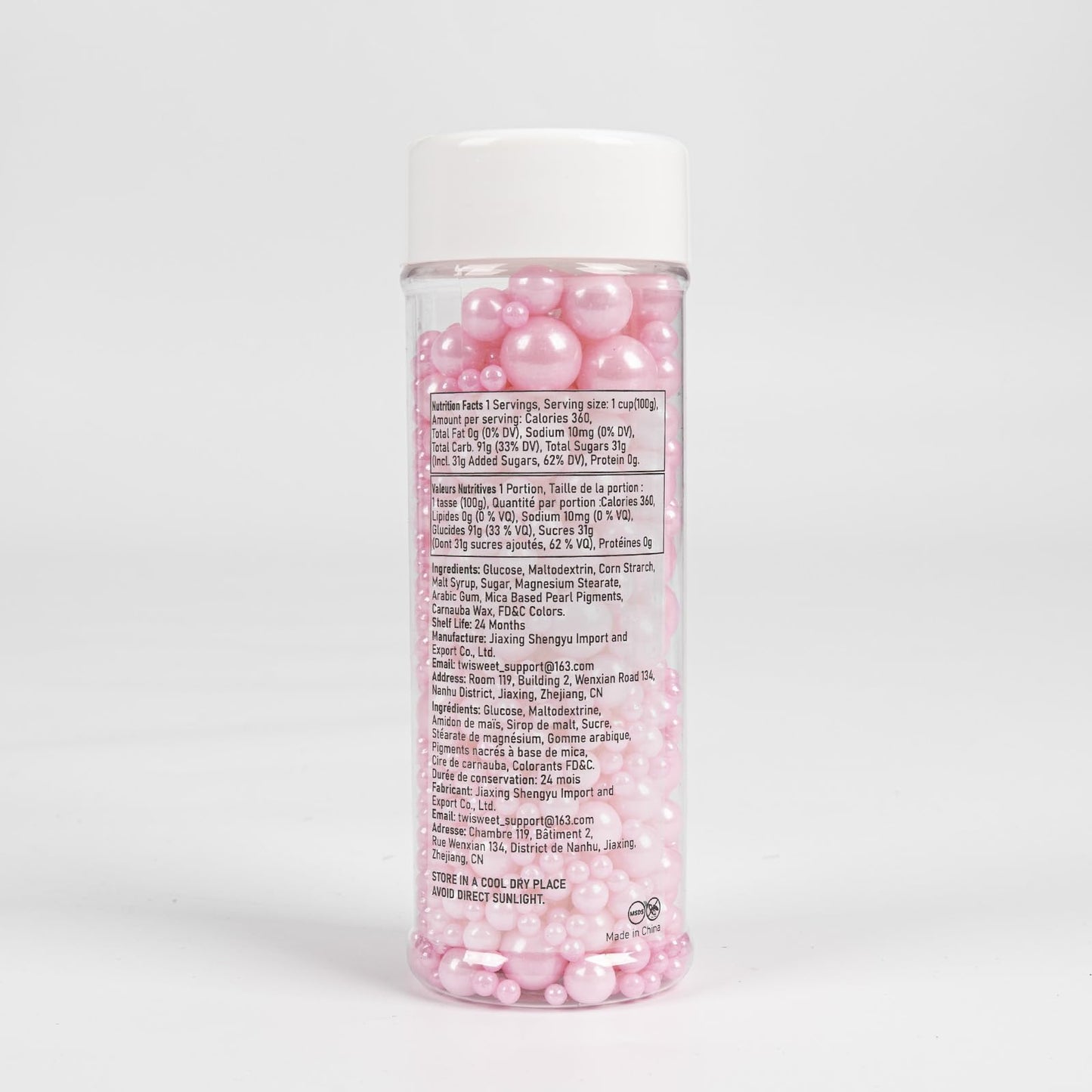 Twisweet Pink Pearl Sprinkles For Cake Decorating, Edible Sugar Pearls For Baking, Mix Size, Cake Topper Cupcake Cookie Ice Cream Dessert Decorations, Baby Shower Wedding Birthday Valentine Supplies (130G/4.58Oz)