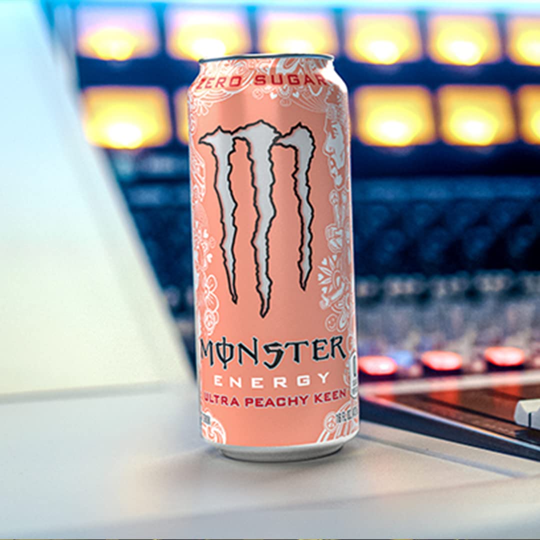 Monster Energy Ultra Peachy Keen, Sugar Free Energy Drink, 16 Oz (Pack Of 15)