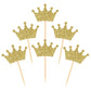 Donoter Crown Cupcake Toppers 48 Pcs Gold Glittery Paper Picks for Baby Shower Birthday Party Decorations