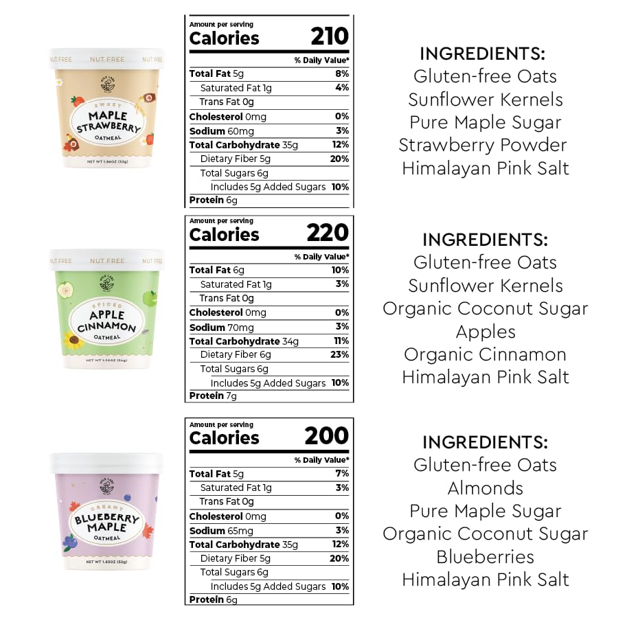 Mylk Labs Variety Pack Protein Oatmeal Cups  Whole Grain  Low Sugar  High Fiber Breakfast with Superfoods  Quick & Easy  On the Go  Instant Oatmeal  Rolled Oats  Gluten Free  Vegan  Nut Free  12 Pack