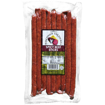 Gardners Wisconsin Cheese, Meat Sticks (1 Ounce Sticks, Pack of 8) - Spicy Beef Flavor, Low Carb Snack, Does Not Require Refrig