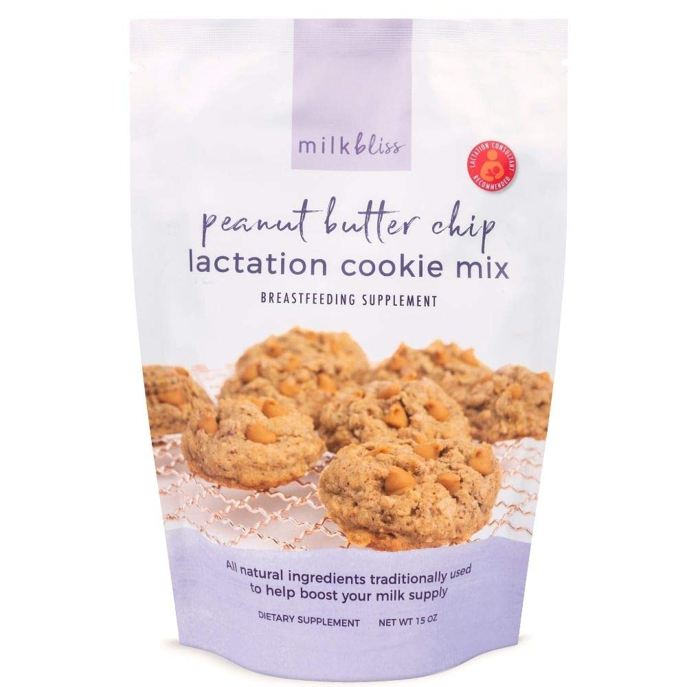 MilkBliss Lactation Cookies Mix- Oatmeal Peanut Butter Chip Breastfeeding Cookie Supplement Support for Breast Milk Increase- 15