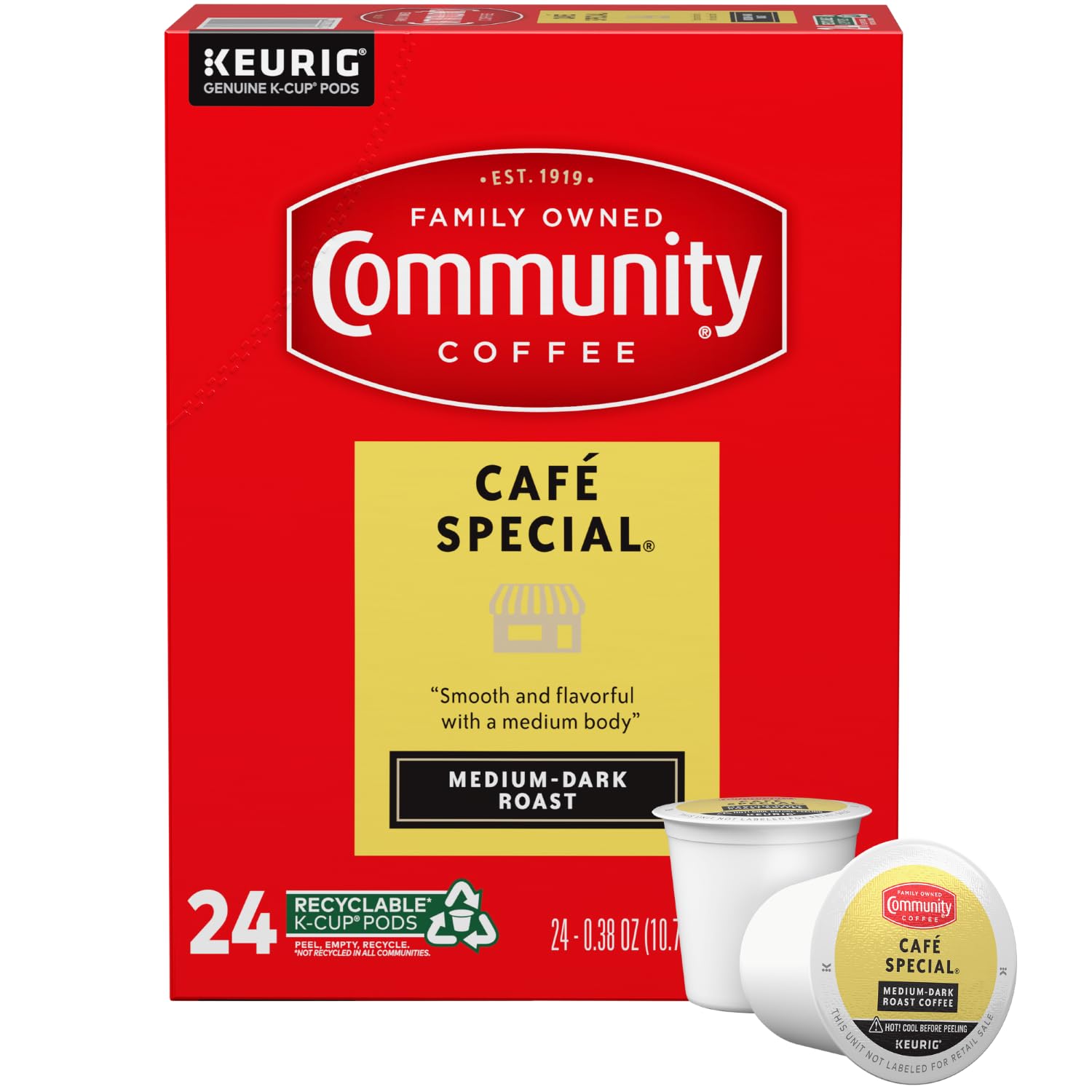 Community Coffee Café Special Medium Dark Roast Coffee Pods, 24 Count, Compatible with Keurig 2.0 K-Cup Brewers