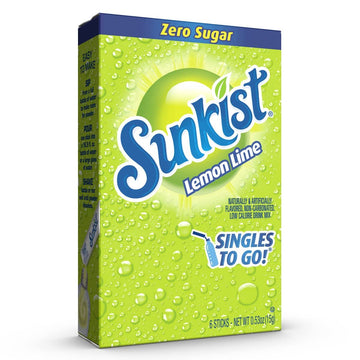 Sunkist Soda Lemon Lime Drink Mix, 0.53 oz Pack of 6, Convenient Singles To Go