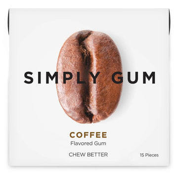 SIMPLY Gum Coffee, Plastic-Free Natural Chewing Gum, 6 Pack (90 Pieces) | Vegan, Kosher, Non GMO, Aspartame Free and Sorbitol Fr