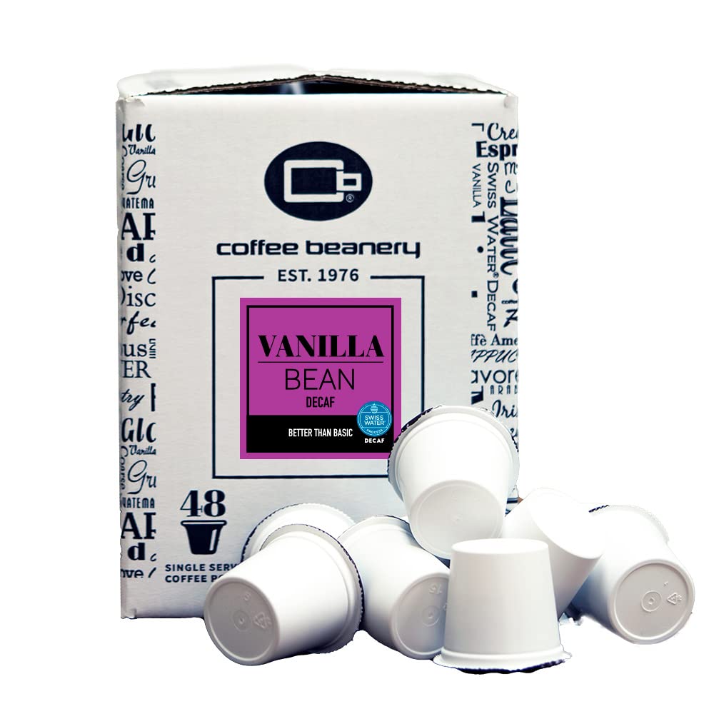 Coffee Beanery Vanilla Bean Decaf Coffee Pods, Medium Roast, 192ct Pack