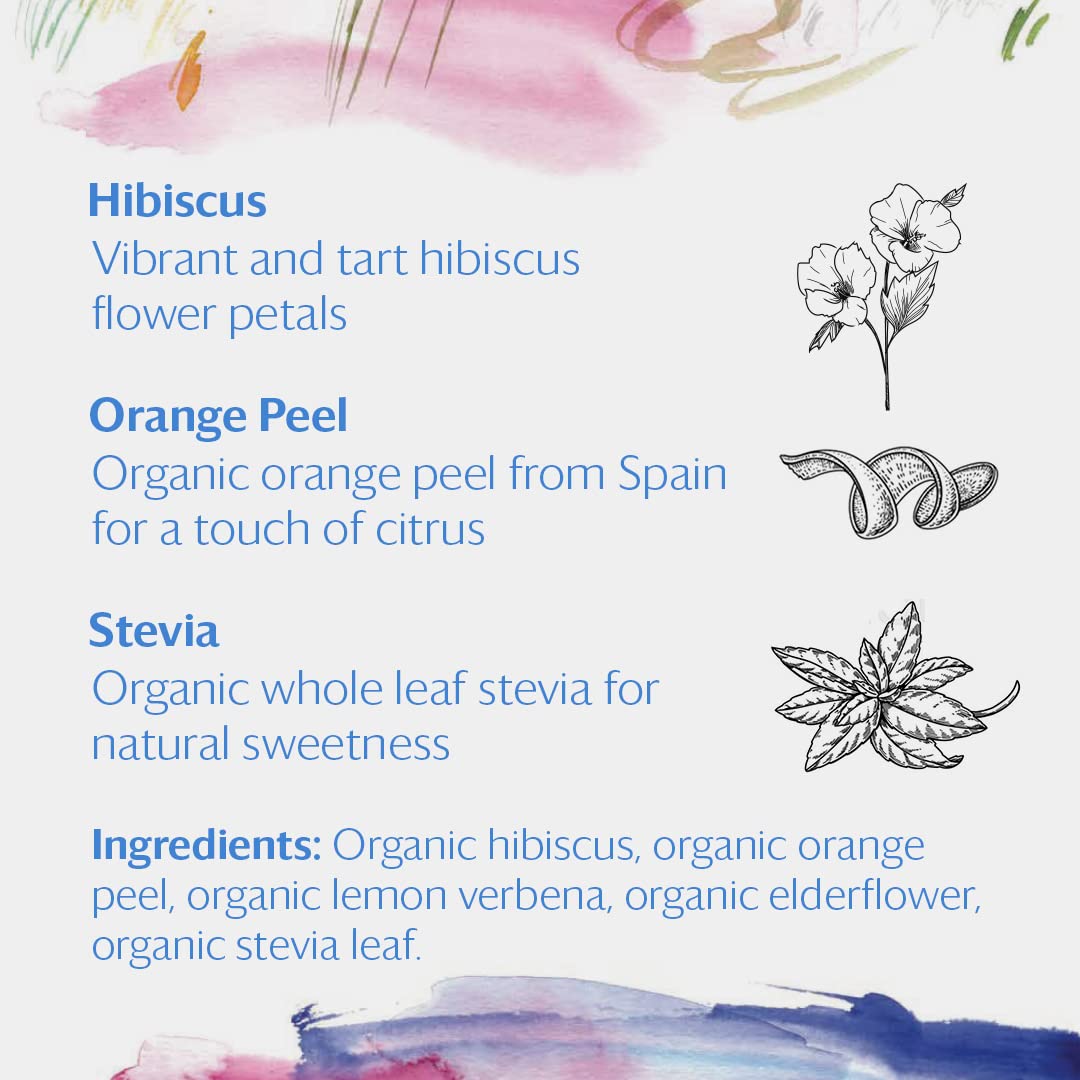 Grace Farms Hibiscus Orange Herbal Tea - Organic, Caffeine Free, 16 Pyramid Sachets