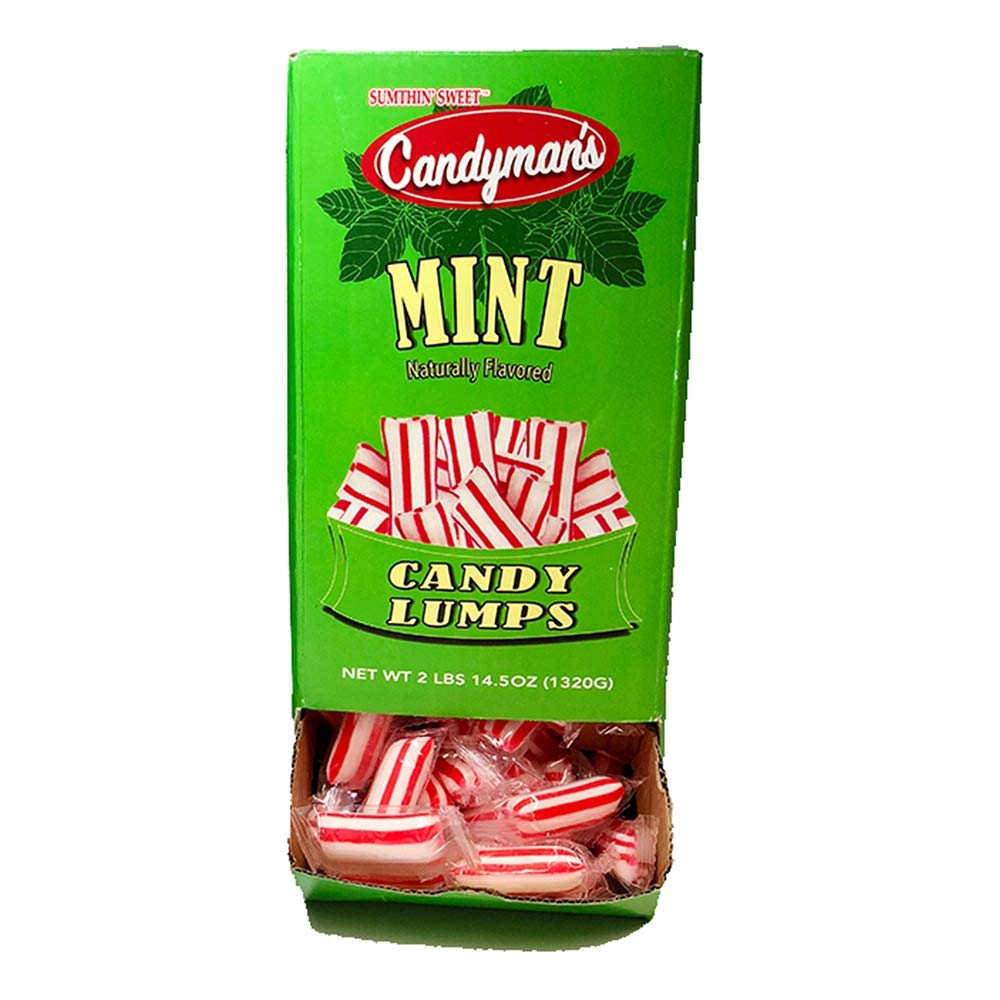 Candyman'S Individually Wrapped Hard Candy Naturally Flavored Red & White Mint Lumps, 120 Display Box, 2 Lbs