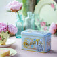 New English Teas Vintage Victorian Tea Tin with 40 Decaffeinated English Breakfast Teabags, Powder Blue, Model 54939477770626