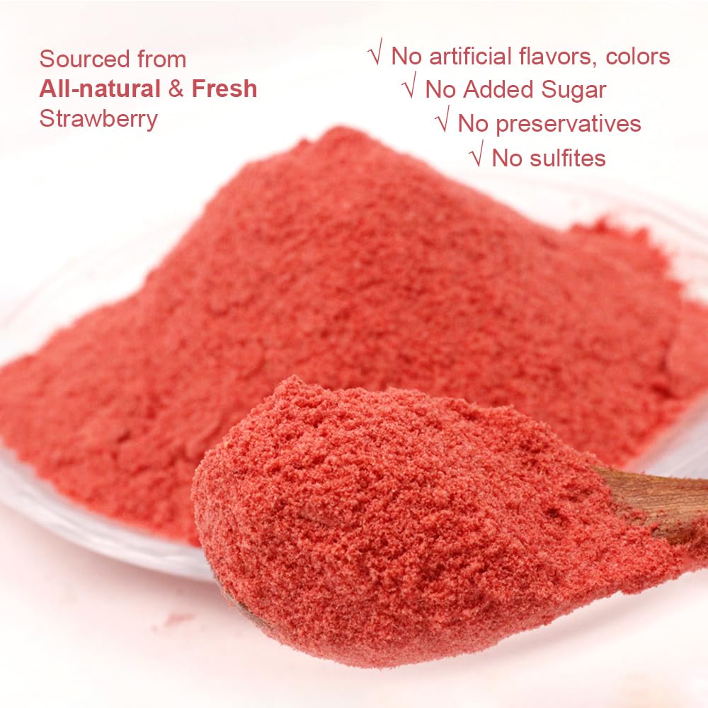 Fraunitsh Strawberry Powder 7.05Oz | Freeze Dried Strawberries Powder | Natural Fruit Powder Berry Source | Strawberry Flavoring