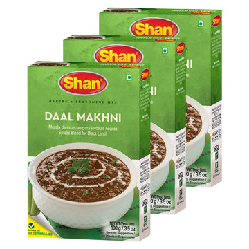Shan Daal Makhni Recipe & Seasoning Mix 100g (3.52oz) Pack of 3 - Spice Blend for Black Lentil - Suitable for Vegetarians - Airt