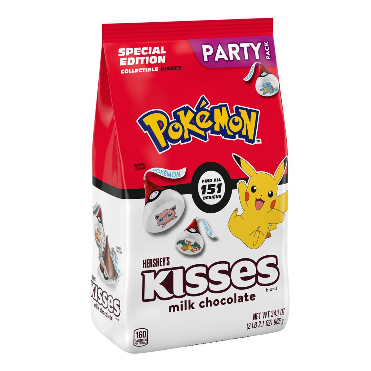 Hersheys Kisses Milk Chocolate - Pokemon Special Edition - Collect All 151 Designs - Fun For Everyone - Great For Sharing